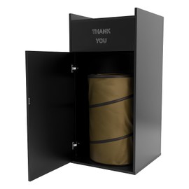 Commercial Trash Can, Trash Bin Cabinet W/Tray Rack 40 Gallon, 110LBS Heavy Duty, 30L Board Garbage Bin with Swing Door, for Self-Service Restaurant, Office, Cafe, Cafeteria, Food Courts, Black