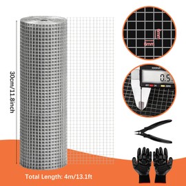 SelfTek Rodent Mesh, 300mm x 4m Stainless Steel Wire Mesh Roll Rustproof Welded Metal Mesh with Gloves and Plier Prevention Wire Mesh for Mice Mouse Proofing, Home, Garden