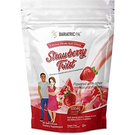 BariatricPal BariatricPal Sugar-Free Calcium Citrate Soft Chews 500mg with Probiotics (90 Count) - Strawberry Twist