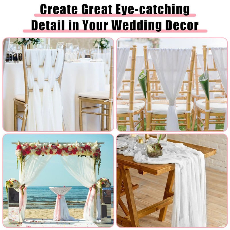 MEKOTRIN Wedding Arch Draping Fabric, 2 Panels 28"x20ft Chiffon Fabric