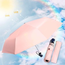 FDJASGY UV Sun Umbrella Compact Folding Travel Umbrella Auto Open Close Compact Folding Rain Umbrellas for Women Men Blocking UV 99.98% Pink