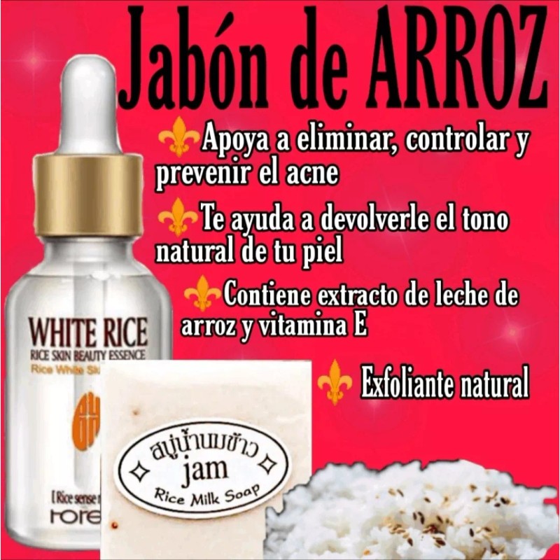 Rice Milk Soap Jabón De Arroz, Sérum Y Crema Hidratante