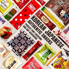 Dagaon Korean Japanese Snack Box 20 Count - Collection of Snacks Including Ramen, Biscuits, Cookies, Pies, Crackers, Chips, Candies and Much More from Japan and Korea. Dagashi Assortments Set.