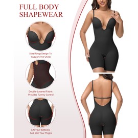 SHAPSHE Backless Shapewear Strapless Compression Bodysuits for Women Tummy Control U Plunge Open Back Shaping Bodysuit
