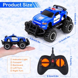 Highttoy Toy from 2 3 4 Years, Remote Controlled Police Car Children's Toy from 2 Years 2.4 GHz Remote Controlled Car Toy from 2 3 4 Years Boys Gift, Light Blue