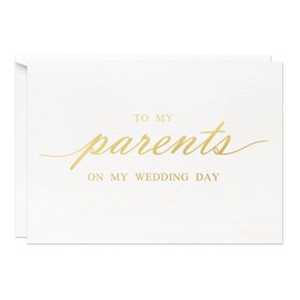 MAGJUCHE To My Parents On My Wedding Day Card, Gold Foil To Mom And Day Wedding Card