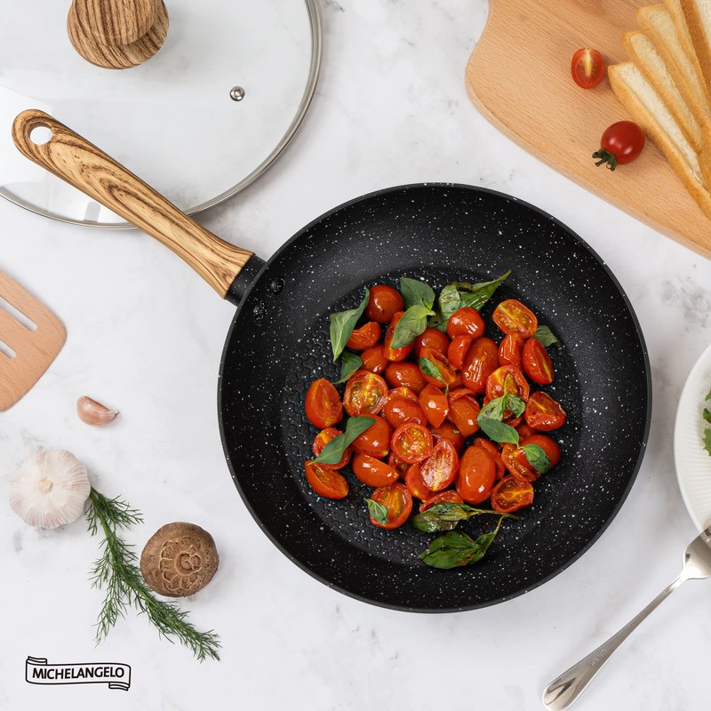 MICHELANGELO Nonstick Frying Pan with Lid, 8 Inch Frying Pans