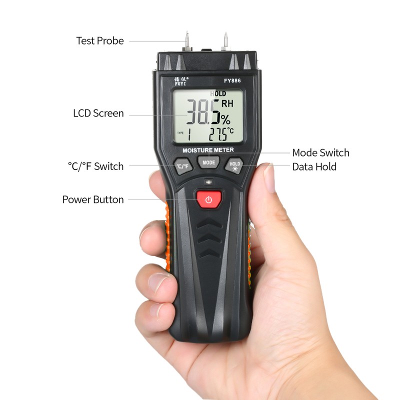 FUYI Digital Damp Meter Detector Wood Moisture Meter Wood Moisture