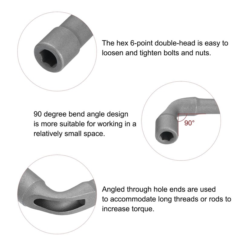 sourcing map L Shaped Angled Hex Socket Wrench 16mm CR-V