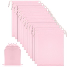 Weewooday 12 Pcs Satin Adult Toy Bags with Drawstring Silk Adult Game Toy Storage Multi Purpose Foldable Pouch Lightweight Gift Organizer for Women Men(Light Pink,15.75 x 11.81 Inch)