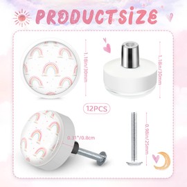 Fumete 12 Set Rainbow Drawer Knob Pulls Round Soft Rubber Pastel Drawer Knobs Silicone Cabinet Drawer Knobs for Boys Girls Kids Dresser Knobs for Nursery Closet Kitchen Cabinet