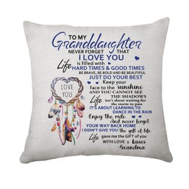 Hasodeo Granddaughter Birthday Gifts Cushion Cover Pillow Cover from Grandma Inspirational Throw Pillow Cover for Granddaughter Graduation (062 Granddaughter)