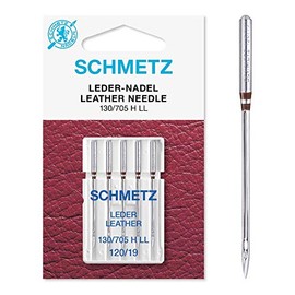 SCHMETZ Sewing Machine Needles | 5 Leather Needles LL | 130/705 H LL | Needle Thickness 120/19 | Can be Used on All Standard Household Sewing Machines | Suitable for Sewing Leather