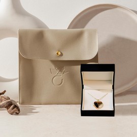 Amoonic Women's Heart Locket Romantic Love Gold Plated to Open, Chain 45-50 cm, Photo Upload Service and Engraving, A Gift from the Heart, 925 silver