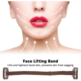 Juego de 4 Bandas de Estiramiento Facial para Reafirmar la Piel, Eliminación de Arrugas en los Ojos con Correas Elásticas Ajustables, Diseño de Clip para el Cabello (Marrón)