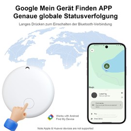 Tracker for Android, Key Finder Compatible with Google Find My Device App (Android Only), Smart Tracking Tag Keyring for Bicycles, Luggage, Purses and Suitcases, White Individual
