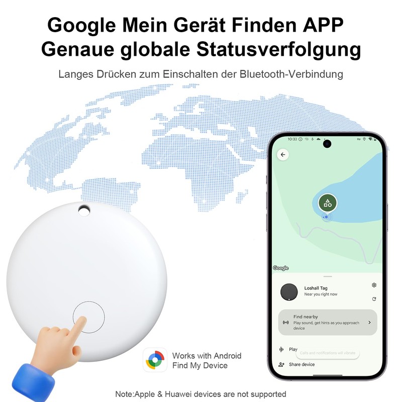 Tracker for Android, Key Finder Compatible with Google Find My