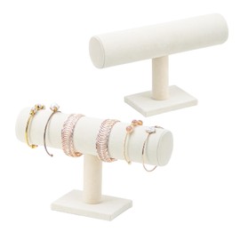 KunGe 2 Pcs/Set Bracelet Holder Stand, Detachable Bracelet Display Holder Stand, Velvet Bracelet Watches Organizer Rack, Hovering T-Bar Necklace Jewelry Display Stand for Home or Store Selling Show