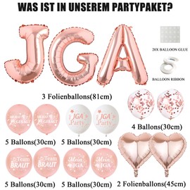 JGA Deko Frauen Rosegold Ballons - 29 Stück Junggesellinnenabschied Dekoration Luftballons XXL Folienballon, Roségold Weiß Luftballon für Team Braut Bachelorette Party