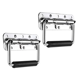 Stainless Steel Spring Handle, Tool Aluminum Case Handle, Spring Folding Handle Heavy Duty Handle Cabinet Handle Black 2 PCS