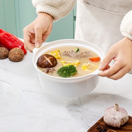 POYIPI 2 PCS Microwave Ramen Bowl with Lid Ramen Cooker Soup Containers Noodles Bowl Microwave Safe Mixing Bowls Microwave Steamer with Handls Microwavable Cookware for Office, College Dorm