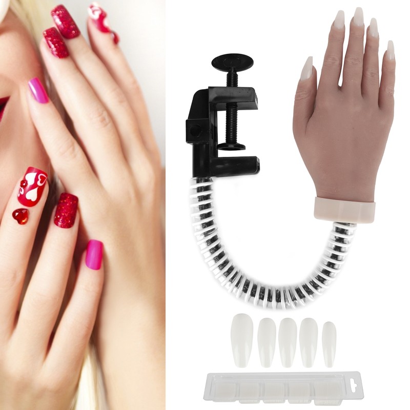 Nail Art Practice Hand Silicone Bendable Joints False Nail Tips