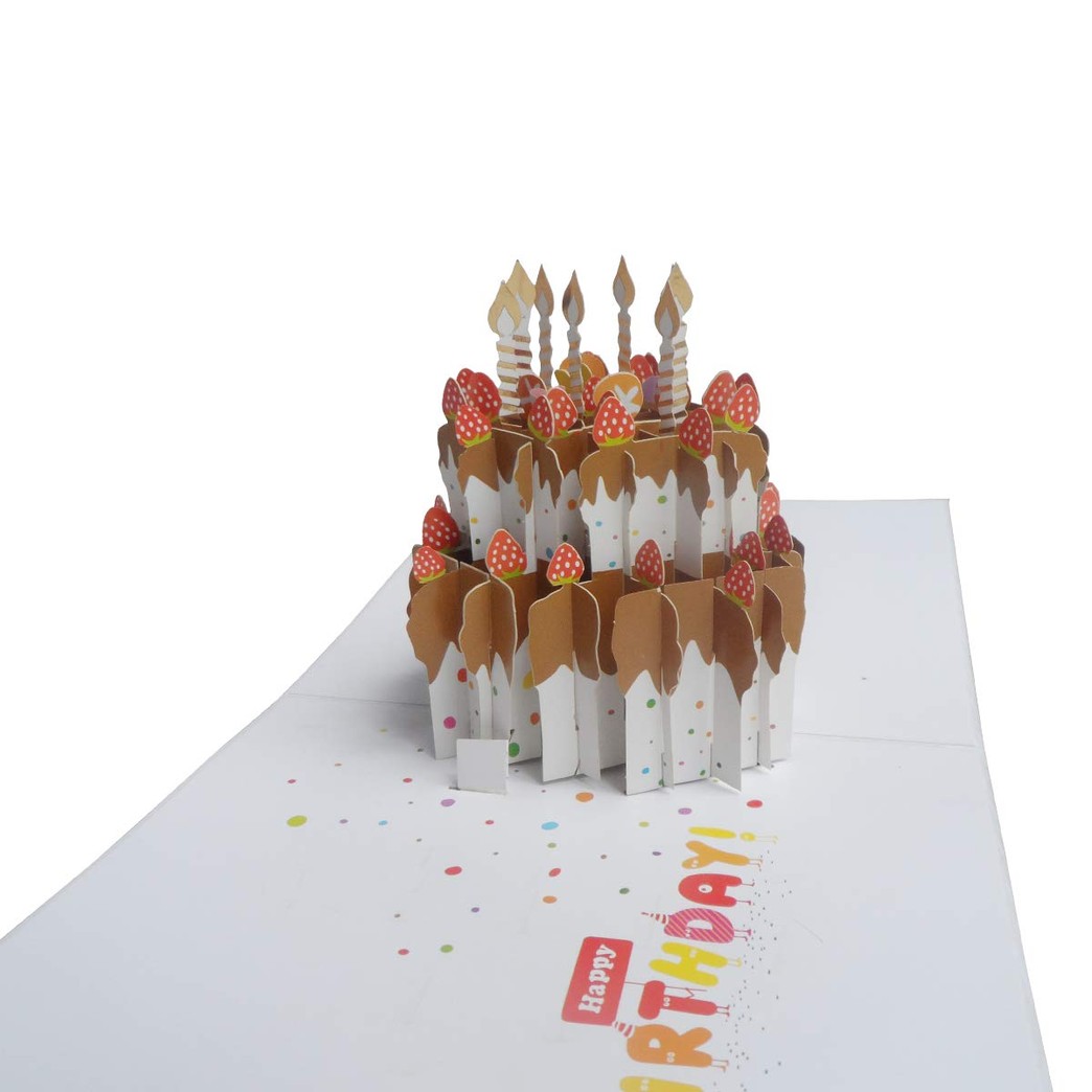 Enyuwlcm 3D Birthday Card Happy Birthday 3D Card Cake Pop Up Birthday Card Birthday Greeting Card Include Envelope