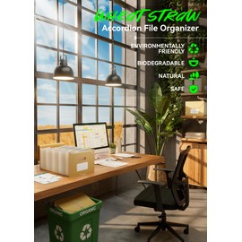 EcoStash Accordion File Organizer, 26 Pockets Wheat Straw Expanding File Folder, Monthly Bill Receipt Organizer, A-Z Tabs, 100% BPA Free, Return to Nature, Healthy Living, Letter/A4 Size-Wheat Yellow