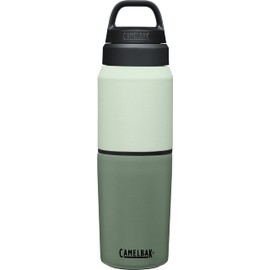 CamelBak MultiBev - Botella de agua y taza de viaje, acero inoxidable aislado al aspiradora, musgo/menta, botella de 17 onzas y taza de 12 onzas