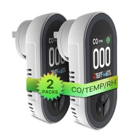 [2Pack] MOES Carbon Monoxide Detectors Plug in, 3 in 1 Carbon Monoxide Detector with Temperature Humidity Sensor Built-in, CO Monitor Alarm Sound Warning for Kitchen/Garage/Fireplace