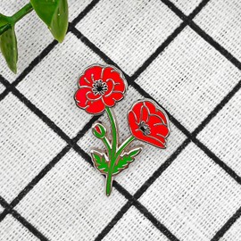 Poppy Wildflower Flower Enamel Pin - Flower Series - Enamel Lapel Pin - Plated Badge for Clothing, Bags, and Lanyards