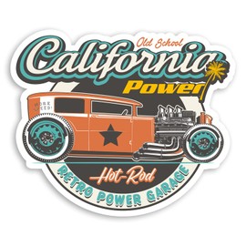 2 x 10cm Wide California Hot Rod Vinyl Stickers - Retro USA Car Surf Sticker #70058