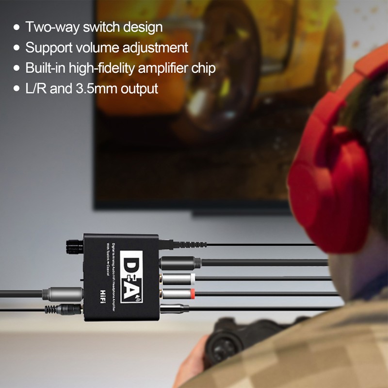 Digital to Analog Fiber Converter Volume Adjustment Coaxial to 5.1