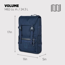 Topo Designs Rover Pack Tech - Daypack for Commuters, Iconic Denver Design, Recycled Nylon Construction (Navy)