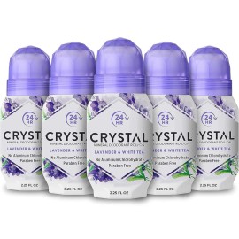 Crystal Mineral Deodorant Roll-On Lavender & White Tea 2.25oz – Pack of 5