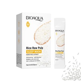 20pcs Rice Raw Pulp Sleep Mask Hydrating Moisturising Soothing Glowing Skin Portable Wash-Free Sleeping Mask Rice Mask for More Youthful and Radiant Skin