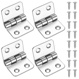 4 x Folding Hinges, 40 x 60 mm Connector Hinges, Heavy Duty Stainless Steel Hinges Connector, Door Hinges for Wooden Doors, Windows, Cabinets, Garden Doors, Door Hinge Set