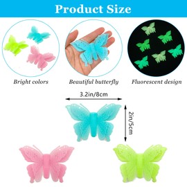 Niuhong 30 Pcs Bright 3D Butterflies Wall Decoration Plastic Glow Stickers Dark Glow In The Dark Wall Stickers Luminous Decoration Room Children Bedroom Living Room (Colorful)