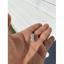 Real Solid 925 Silver Iced CZ Hip Hop Earrings Square Studs ICY