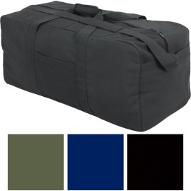Rothco Jumbo Assault Cargo Bag Deluxe X-Large Carry Military Canvas Duffle with Strap - Navy Blue