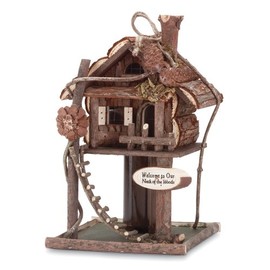 Smart Living Company Gardirect Wooden Bird Treehouse Birdhouse Log Cabin Tree Gift Decor