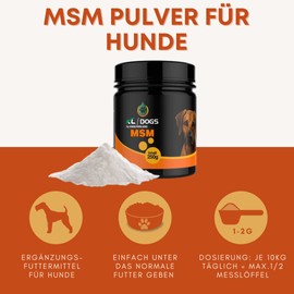 Kräuterland MSM Pulver für Hunde - 250g organischer Schwefel für Gelenke, Muskeln & Fell - Nahrungsergänzung in Premium Qualität