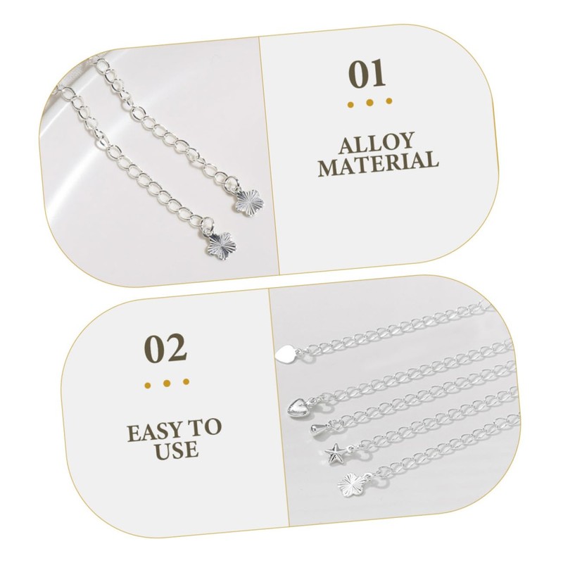 DOITOOL 5Pcs Necklace Chain Extenders Kit Jewelry Extension Chains for