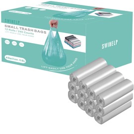 Small Trash Bags 240 Count Garbage Bags SWIHELP Waste Basket Liners for Bathroom, Kitchen,Bedroom, Office Pet Car 15 Liter Trash Can 4 Gallon…