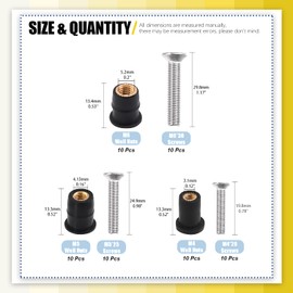 Mardatt 60pcs M4 M5 M6 Corrugated Nut Extension Nuts and 304 Stainless Steel Phillips Flat Head Machine Screws Assortment Set, M4x20mm, M5x25mm, M6x30mm