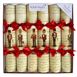 Olde English Crackers Nutcracker Script Christmas Favors - Set of 6 decorative favors, each with a miniature nutcracker tree ornament enclosed for all holiday occasions