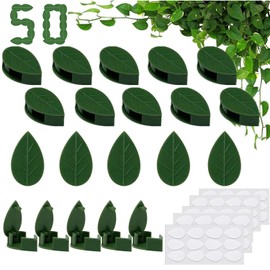 MEISO 50 Clips De Fijación De Pared para Plantas Trepadorasn Clip Autoadhesivo para Fijación De Pared De Plantas, Soporte Invisible para Enredaderas En Forma De Hoja(Green)