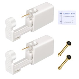 Nose Piercing Kit - 2 Pcs Disposable Piercing Gun Built-in Gold Plated Nose Stud Pink Self Use at Home Piercing Kit Convenient Safe Operate (Black)