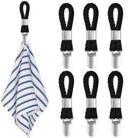 XIANGPICA Pack of 6 Towel Clips for Hanging, Towel Clips with Loops, Towel Clip, Hooks for Towels, Tea Towel Holder Clips (Black)