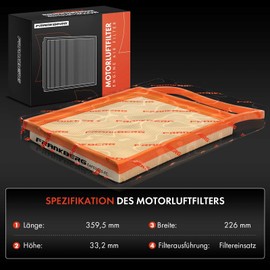 Frankberg Air Filter Engine Filter Insert Compatible with Fabia I 6Y2 Fabia I Combi 6Y5 Fabia I Praktik 6Y5 Fabia I Notchback 6Y3 Polo 9A 9N Replacement # 03D129620